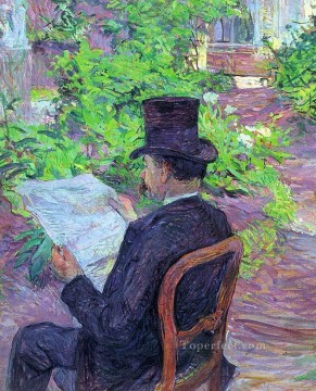  leyendo Pintura - deseo dehau leyendo un periódico en el jardín 1890 Toulouse Lautrec Henri de